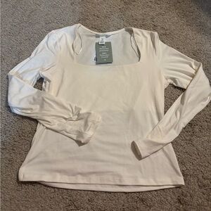 NWT Cream Square Neck H&M Long Sleeve Size M